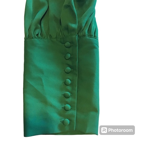 NWT XXL Who What Wear Long Sleeve Green Balloon Sleeve Top Blouse Keyhole Back - Picture 8 of 10